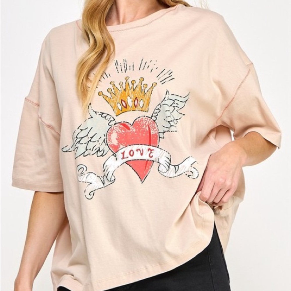 Women's Cream Graphic Tee - Picture 1 of 7